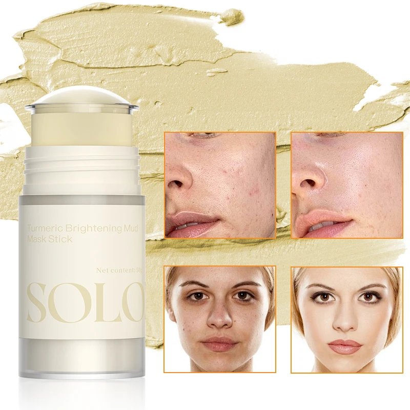 Cleansing Healing Turmeric Clay Mud Mask for Deep Clean Pore Improve Skin Acne Facial Mask With Blackhead Remover Extractor