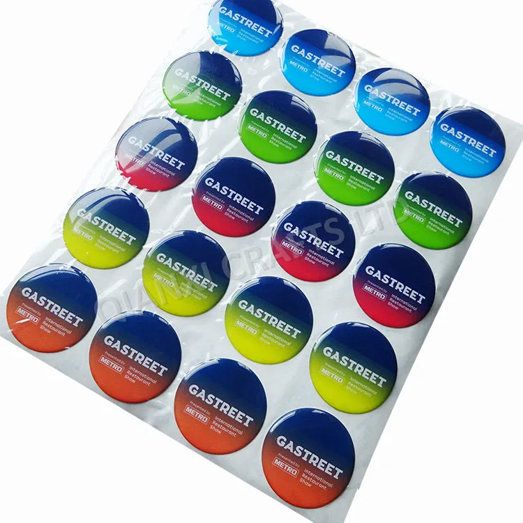 resin epoxy 3d bubble doming decal Adhesive pu gel badge Polyurethane resin domed  carton 3D epoxy resin sticker