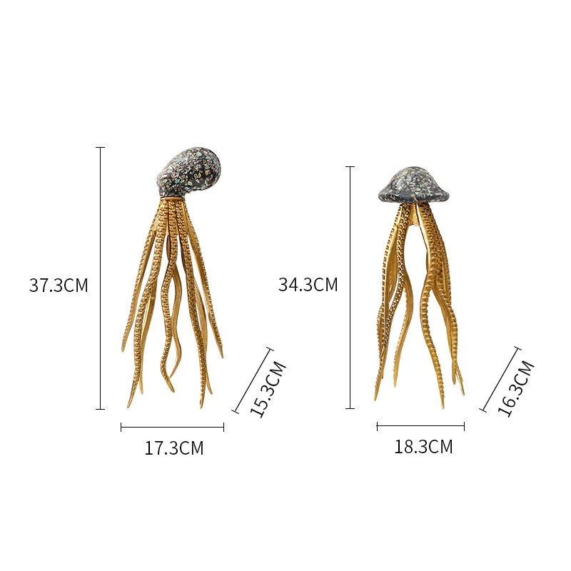Nordic decoration home art craft resin interior shell octopus pieces for decoration