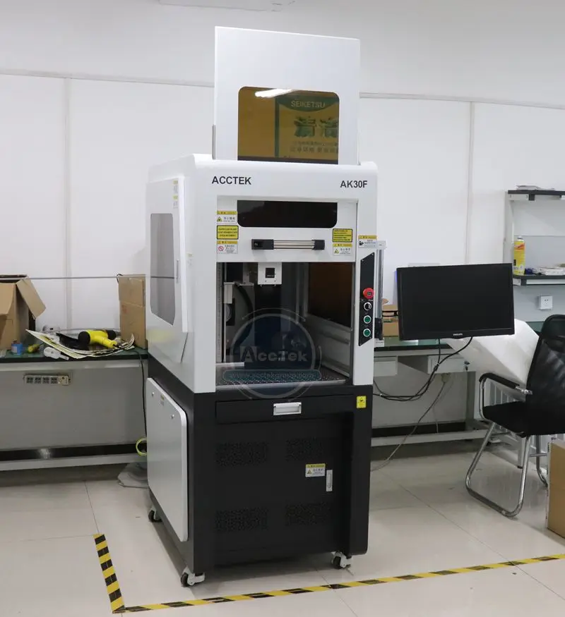 Complete cover structure fiber laser marking machine for hardwarewatch auto parts AK30F/cnc fiber laser machine