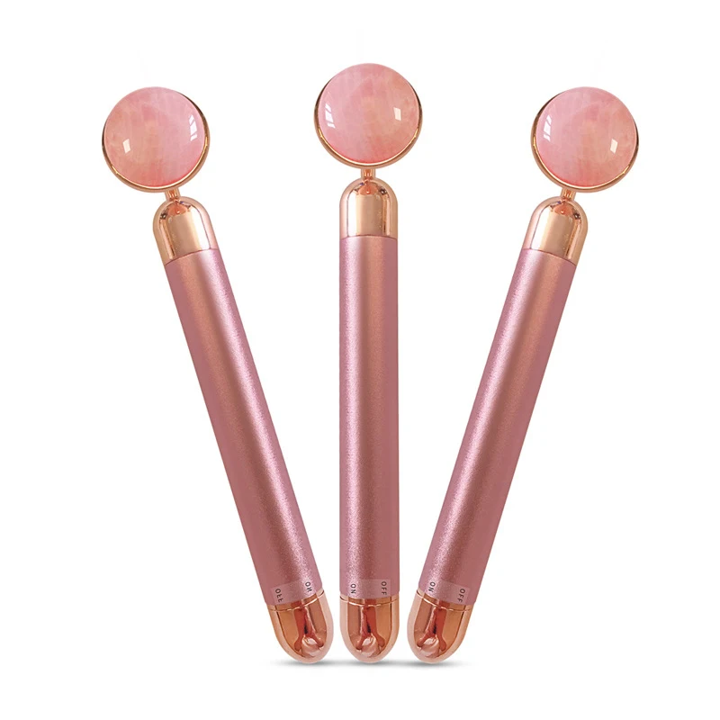 
Amazon Hot Sale Rose Quartz Jade Electric Vibrating facial Massager 