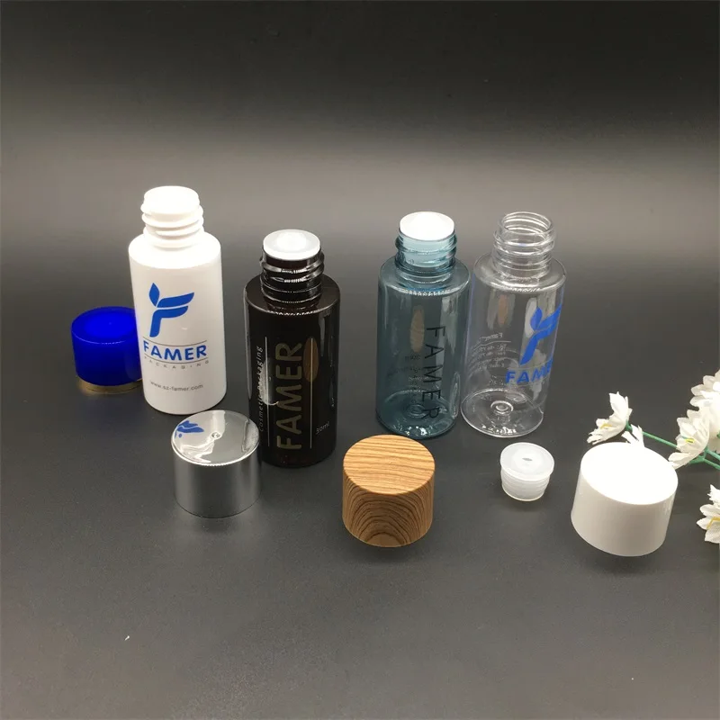 30ml cosmetic bottle customized print color screw cap inner stopper plug liquid skincare toner Eco-friendly reuse bottle