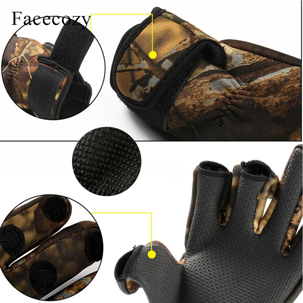 Shockproof Breathable Outdoor Waterproof Three Two Fingers Cut Non Slip Climbing Hiking Camping Riding Winter Fishing Glove