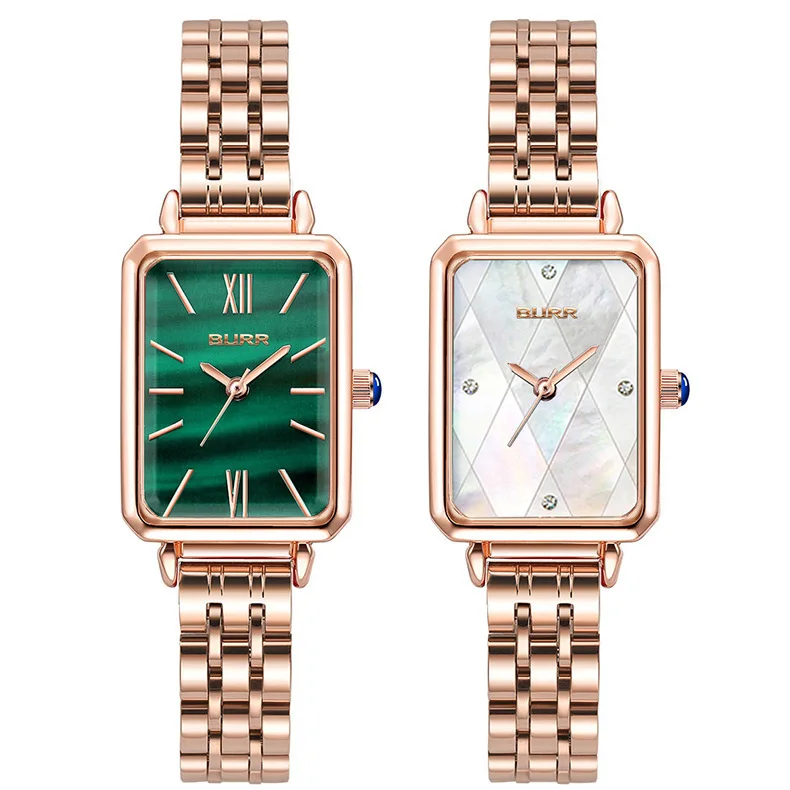 Green Square Women Watches Steel Band Fashion Casual Quartz Ladies Watch Rose Gold Female Women Waterproof Watch