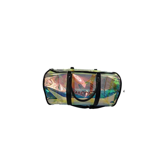 Custom large capacity women hologram clear pvc duffle bag holographic spend the night bags transparent beach bag