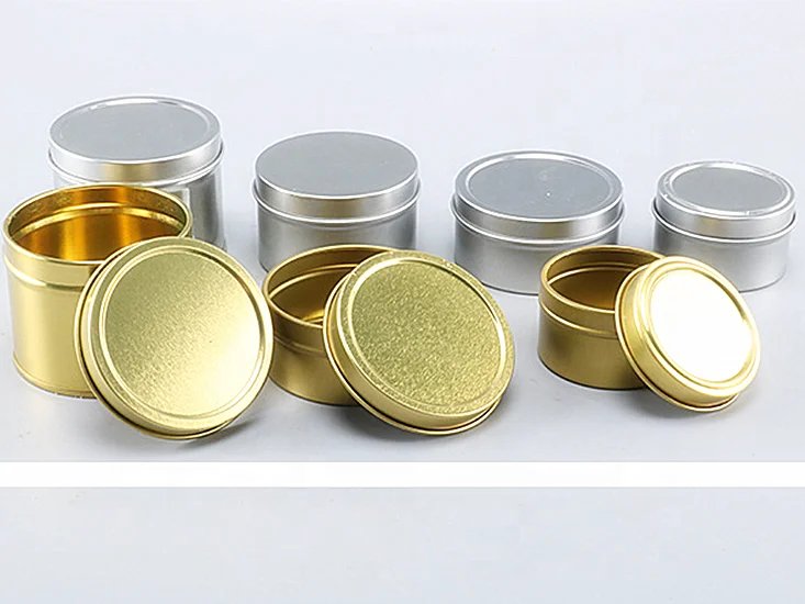 Empty Gold Silver Tinplate Candle Jar Metal Can for Tea and Candy