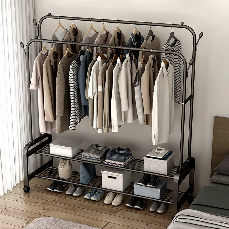 Double Metal Clothes Rack Clothes Stands And Shoe Racks