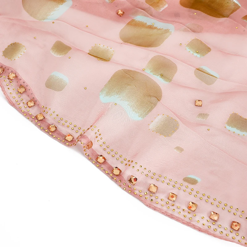 Newest scarf malaysia printed rhinestone shimmer hijabs shawl women hot drill islamic abaya polyester ladies hijab muslim