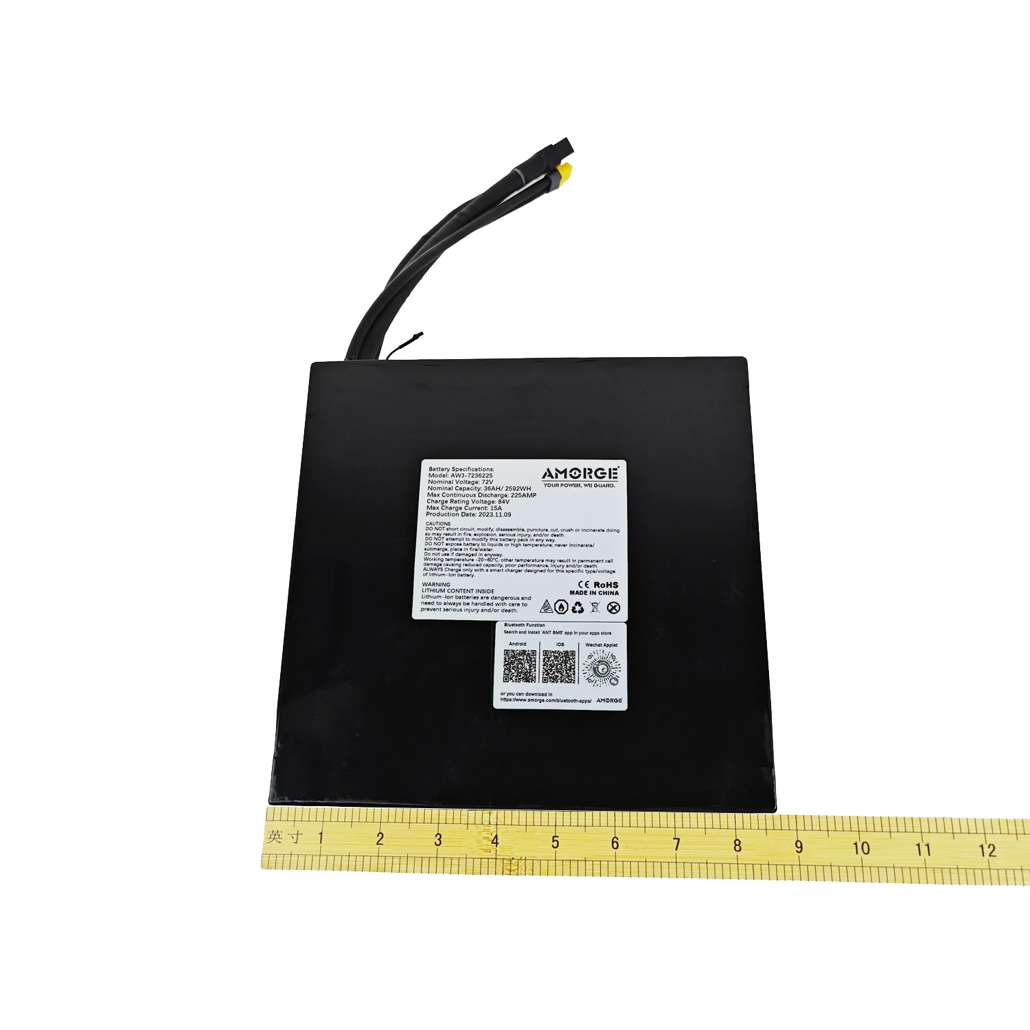 AMORGE 72V 36AH 225AMP Lithium Battery Pack with ANT Bluetooth BMS