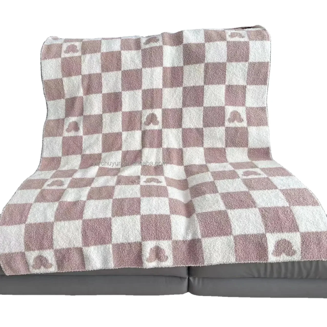 Customize Winter Fall Knitted Cozy Blankets Crochet Checkerboard Mouse Game Day Knitted Hug Bedding Blankets