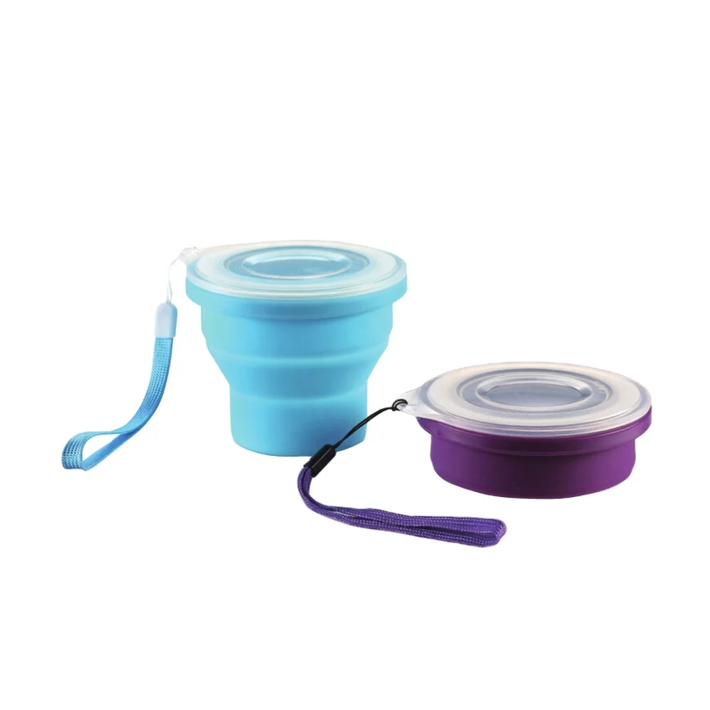 Collapsible Snack Cups Food Container For Travel With Lid Customized Factory Wholesale Soft Drinking Cup Silicone Folding Cup
