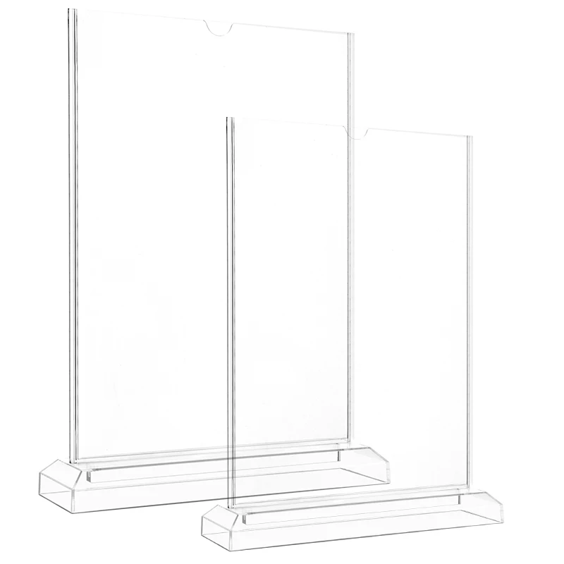 Sign Holder Clear Display Table Signs Stand, Double Sided T Shape Flyer Holder Plastic for Picture Paper Frame Holder