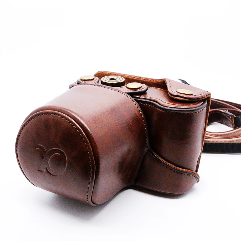 Custom outdoor travel fashion pu leather mirrorless camera bag