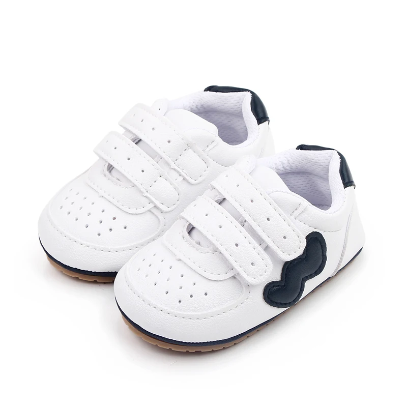Baby boys and girls wavy letter W soft soled casual small white shoes toddler sneakers