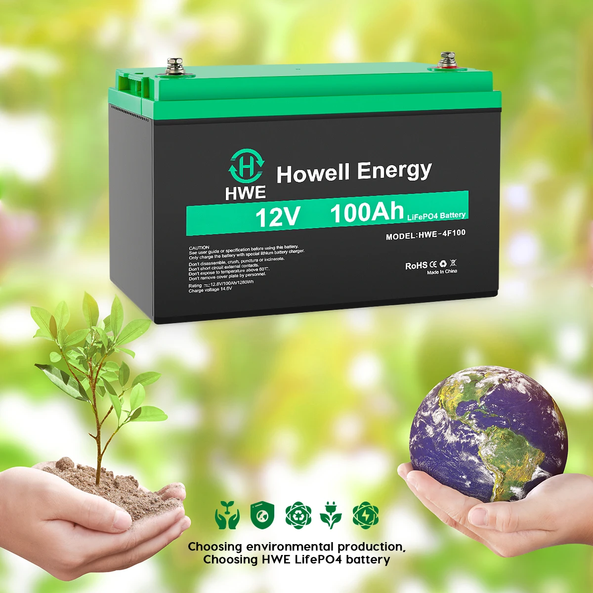 Howell New Arrival Solar Batteries 12V 100Ah Lithium Iron Phosphate Battery Pack Backup Power System With Built-in BMS