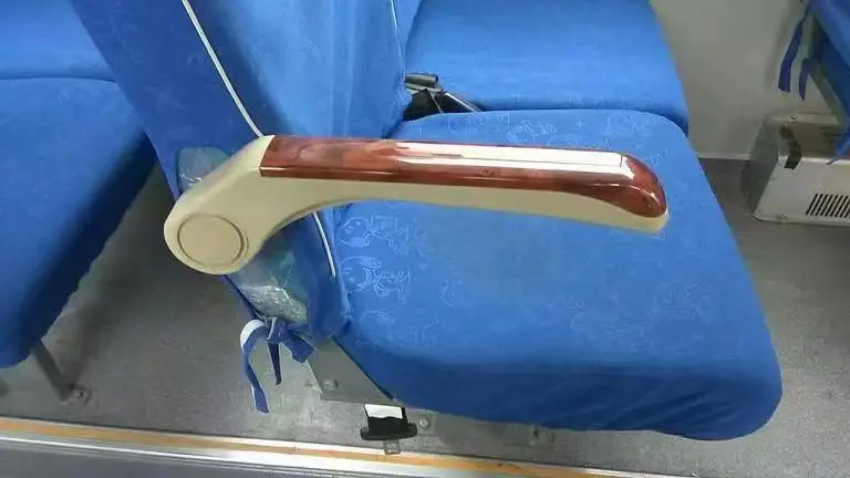 ABS injection molded plastic armrest wood grained cover foldable for bus seat and marine boat seat