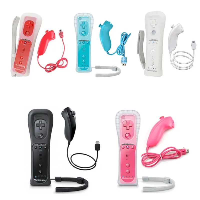 2 in 1 Built in Motion Plus Remote gamepad Controller and Nunchuck for Nintendo Wii & Wii U