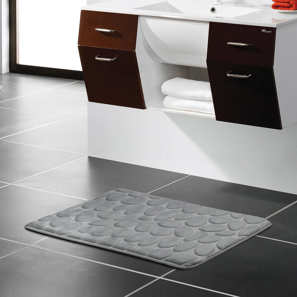 
Microfiber Stone-shaped embossed floor mat Coral velvet fabric slow rebound absorbent memory foam anti-skid bath mat 