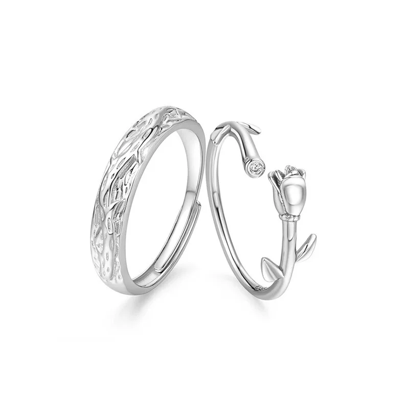 Couple 925 Sterling Silver Finger Rings For Girls Hot Sales wedding rings S925 Adjustable Vintage Couple set and engagement