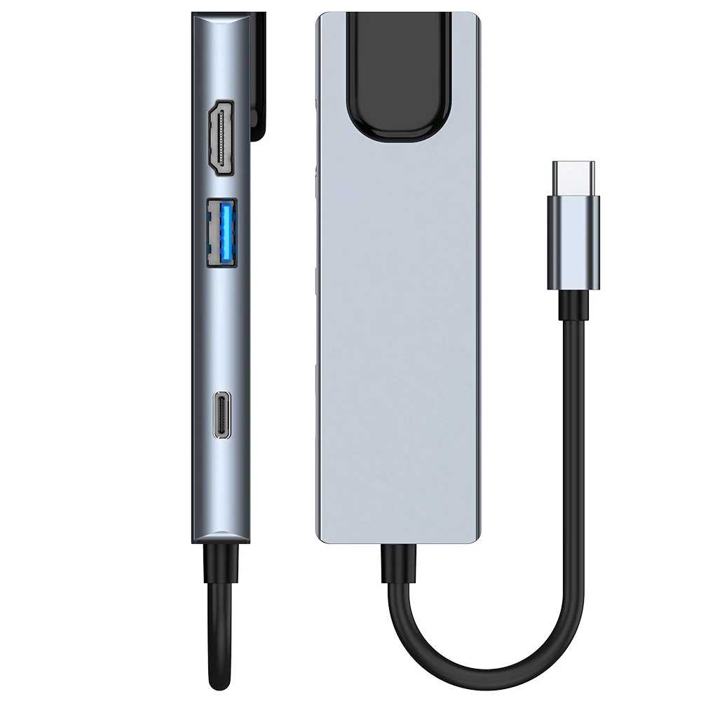 FARSINCE 6 in 1 hub with ethernet adapter USB type C to HDMI RJ45 USB3.0 SD TF  PD USB C docking station
