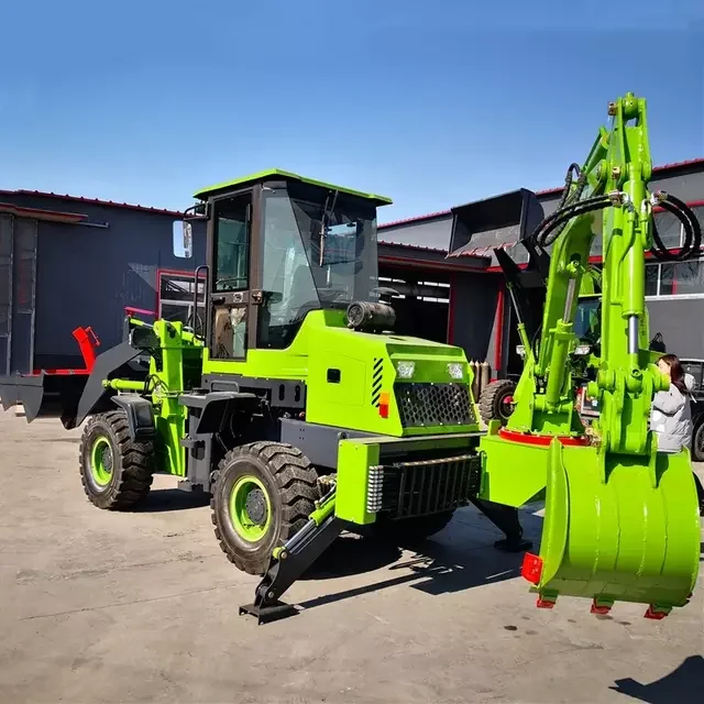 Mini Small Tractor Articulated Towable Backhoe Loader, Excavator Loader Small Mini Garden Backhoe Wheel Loader Front Digger