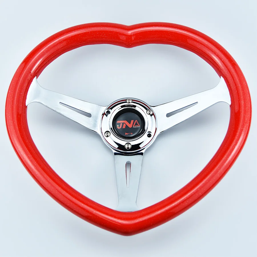 Ready To Ship JDM Racing Culture Heart Shape Steering Wheel Deep Dish 14 Inch Steering Wheel with  Custom Anime logo Horn Button
