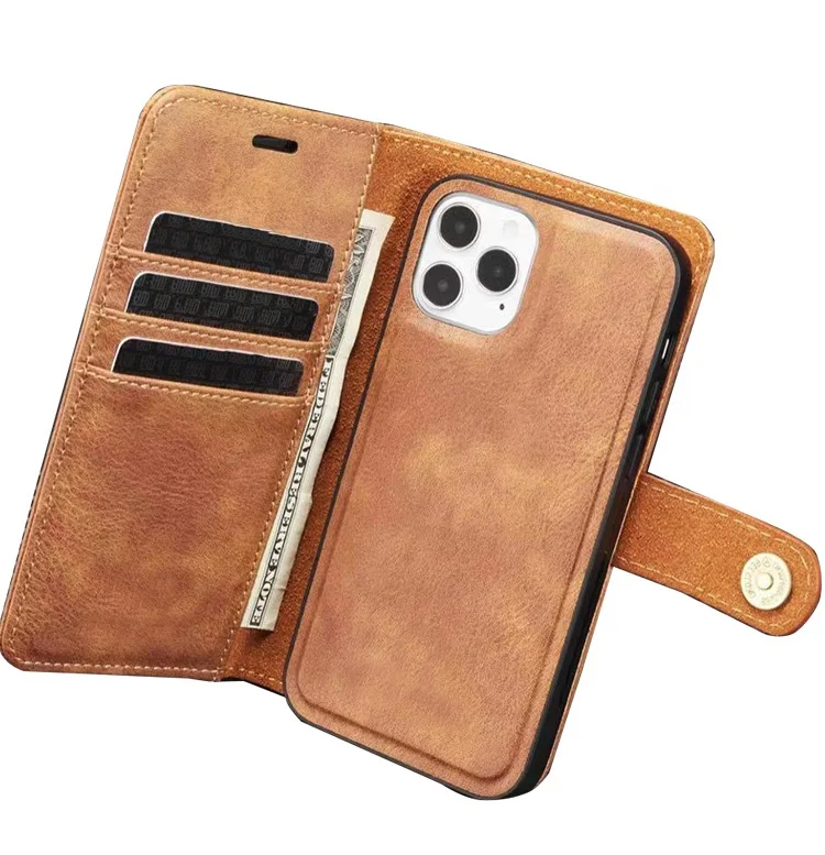 New Arrival Two Function Multifunction Card Slots Wallet Mobile case vegan leather for iphone case For iPhone 11 12 pro max