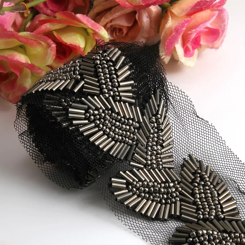 
Kavatar beaded trim rhinestone pearl rhinestone beaded glass trim 