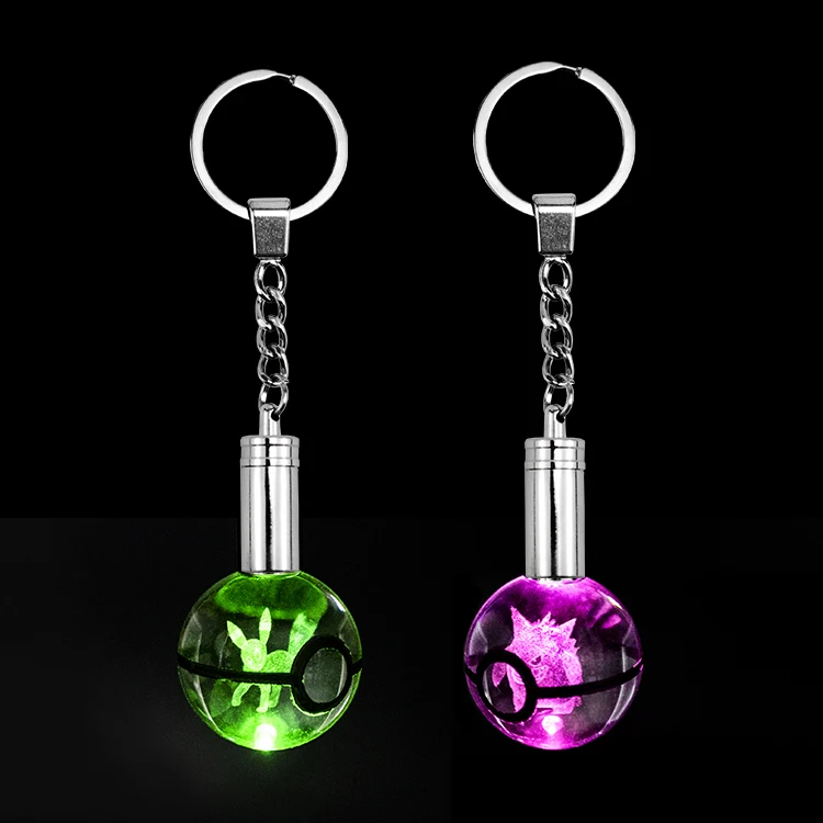 New Designed Lovely LED Crystal 3D Ball Keychain Custom Laser Engraving for Creative Birthday