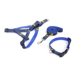 Denim Fabric Accessories Collar Leash Dog Harness Set Soft Vest Dog Harness Pet