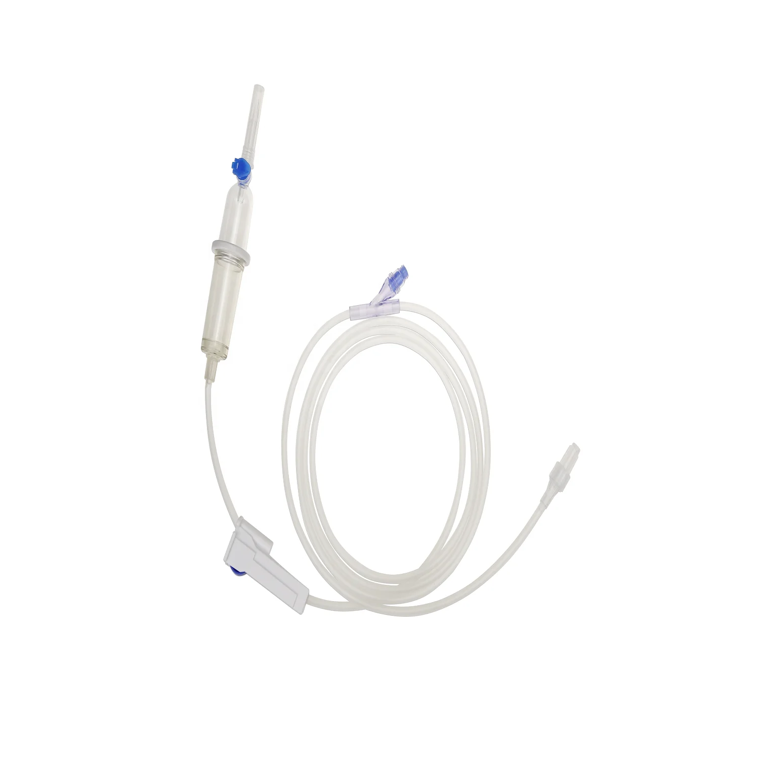 Manufacture of Disposable sterilized double drip chamber infusion sets in medical use, with or without auto-stop filter with CE