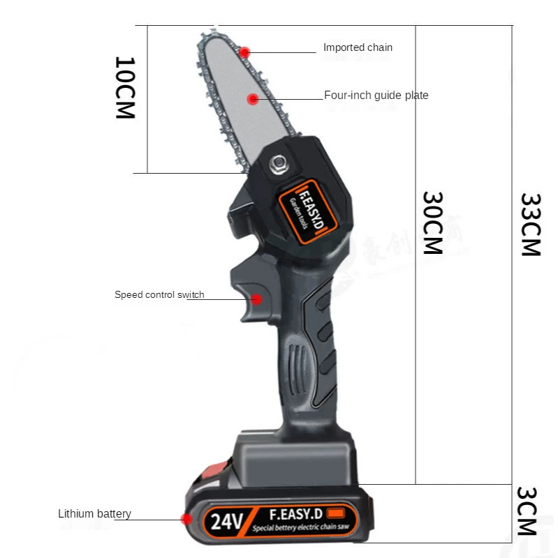 4 Inch Handheld Pruner Battery 24V Rechargeable Portable Mini Electric Chainsaw With Brushless Motor
