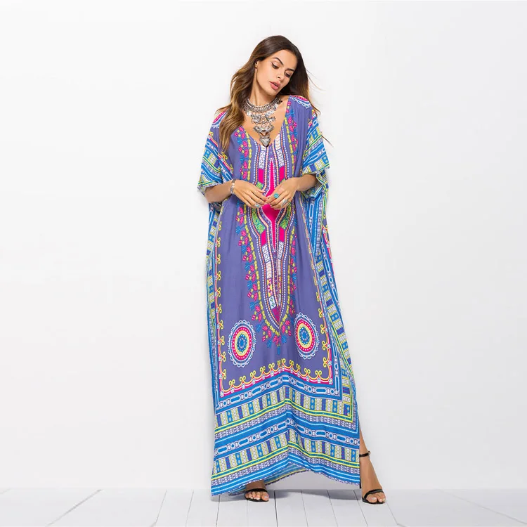 Лидер продаж, летнее женское длинное пляжное платье с принтом, повседневное модное платье макси