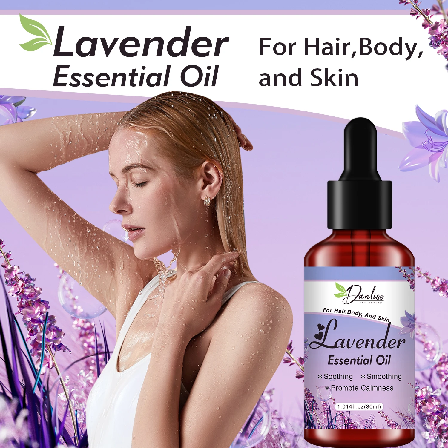 2024 New Arrivals OEM 3 In 1 Facial Hair Skin Body Care Serum Anti-wrinkle Moisturizing Hair Growth Lavender Massage Oil