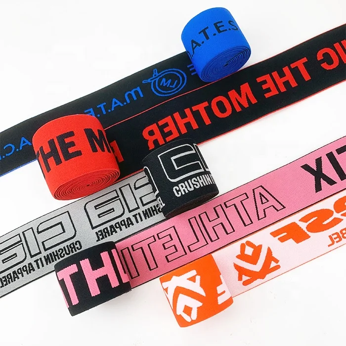 Free Sample High Quality Nylon Rubber Custom Woven Manufacturer Jacquard Elastic Weaving With Logo Colorful Exercise Band