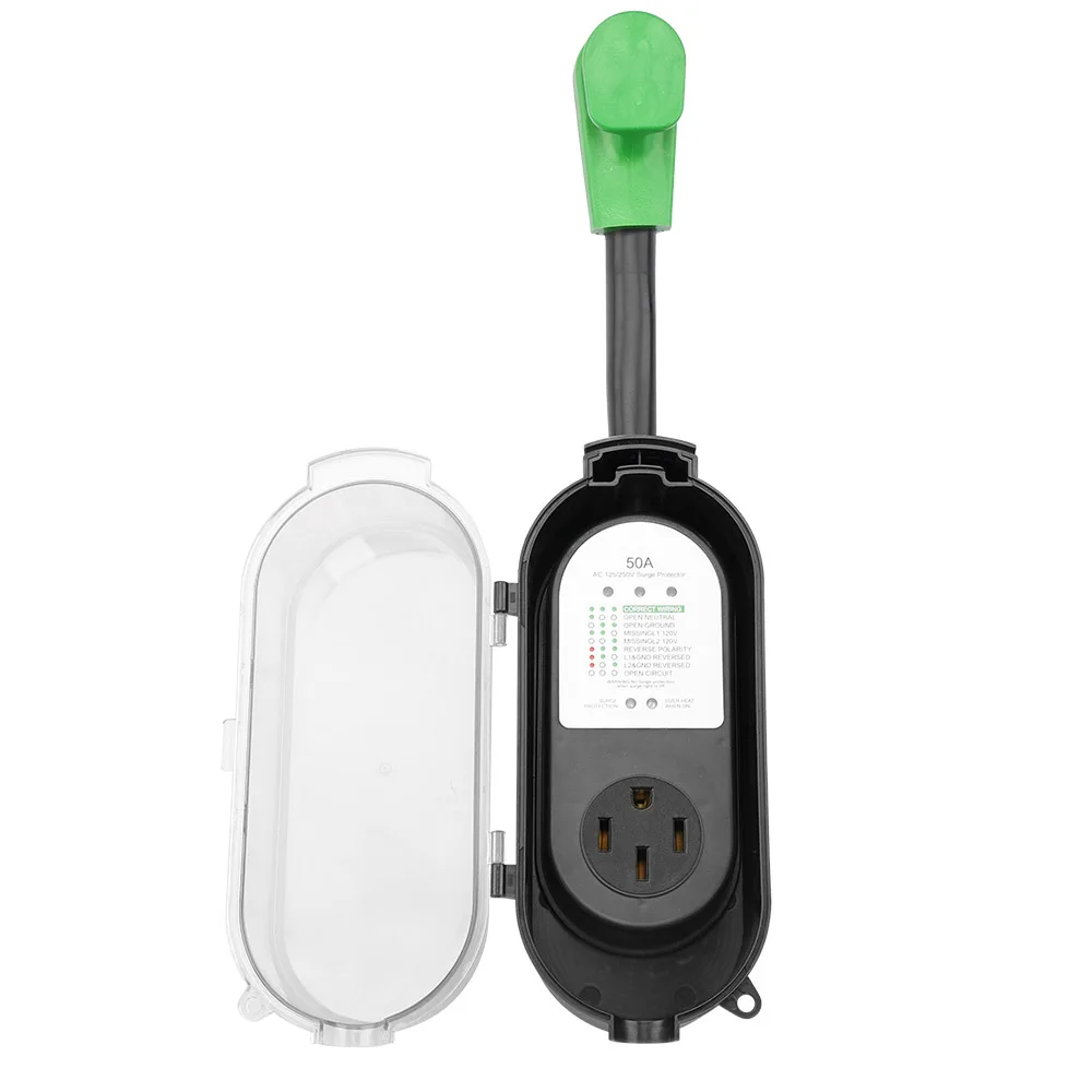 RV Surge Protector 50 Amp, All-in-one RV Circuit Analyzer with LED Indicator and Waterproof Cover, ETL Listed