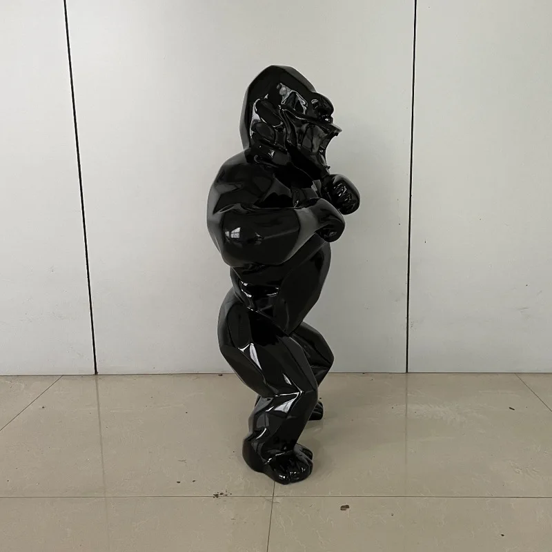 Фигурная гигантская статуя из стеклопластика с геометрическим рисунком Gorilla современное искусство размер на