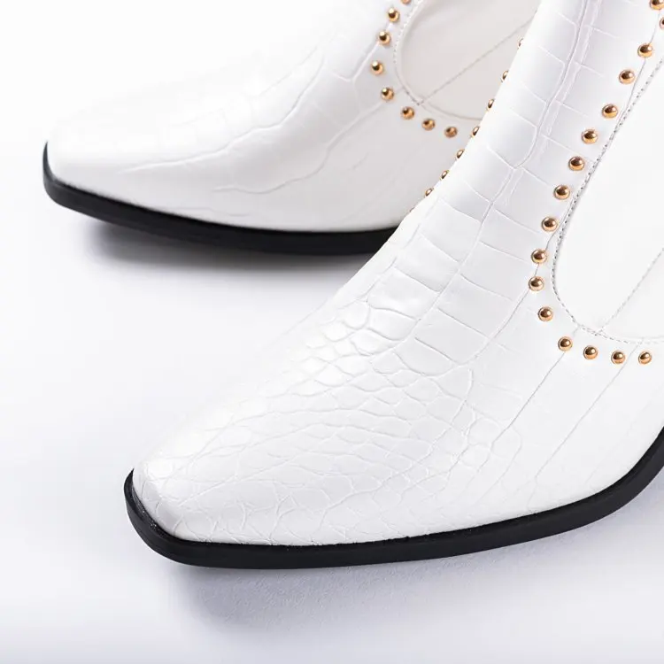 Motorcycle Western Cowboy Boots Women  Short Cossacks High Heels Cowgirl Booties Ankle botas Shoes