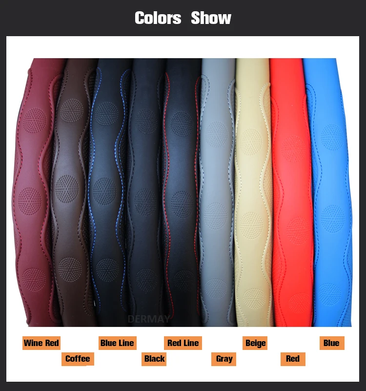 High Quality Environmental Pvc Leather Universal Car Steering Wheel Cover Universal Volant Braid on the Steering-wheel Fashion