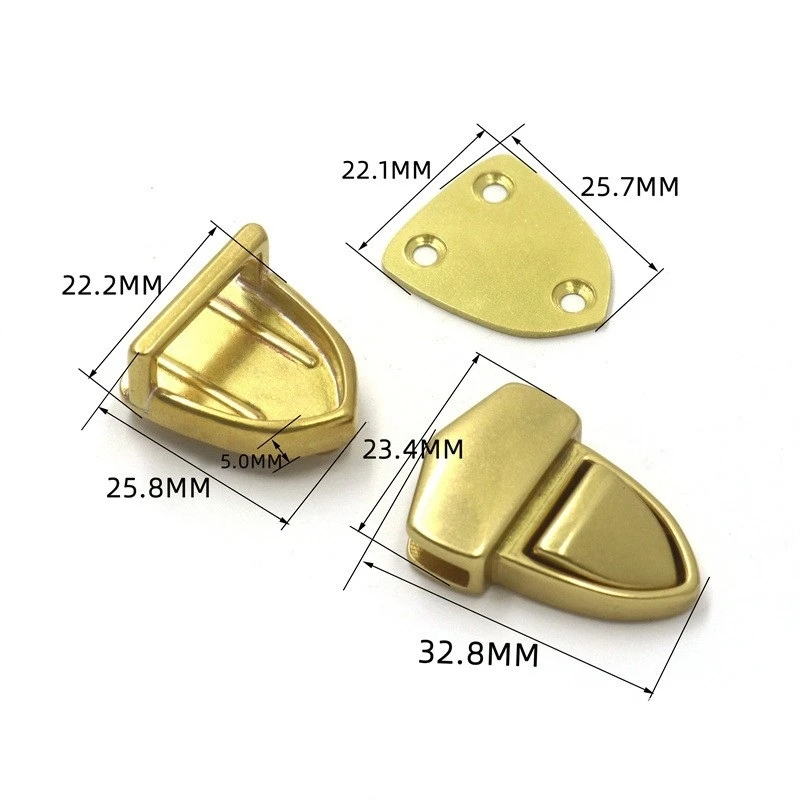 Leather Craft Bags Solid Brass Push Bag Metal Turn Lock Hardware Closure Catch Clasp Buckle Fasteners