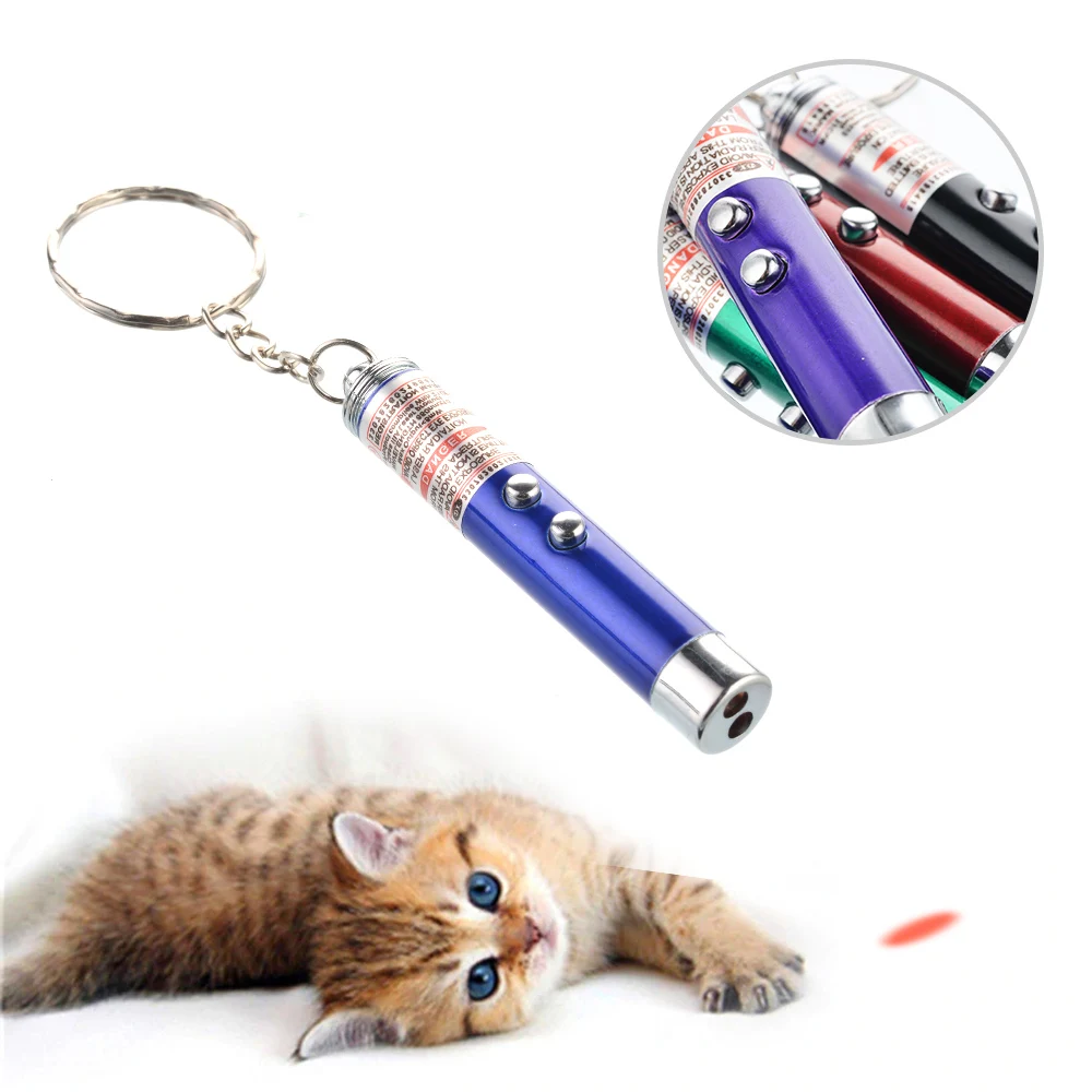  2in 1 игрушечная кошачья LED лазерная указка брелок собака игрушка для кошки 