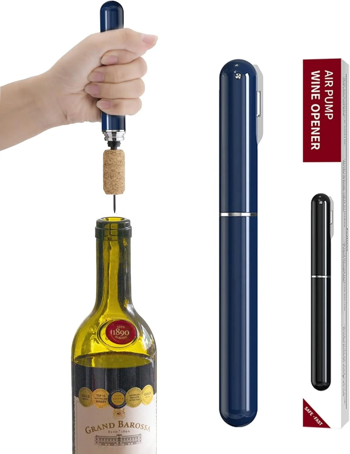 2-in-1 Wine Red Needle Pen-Shaped Air Pressure Bottle Opener Portable Travel Wine Corkscrew