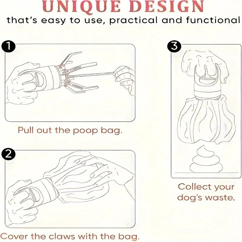 Pet Poop Pickup, Scooper Potty, Portable Easy-to-clean Dog Poop Scooper - Durable Plastic With Built-in Dog Poop Bag Dispenser