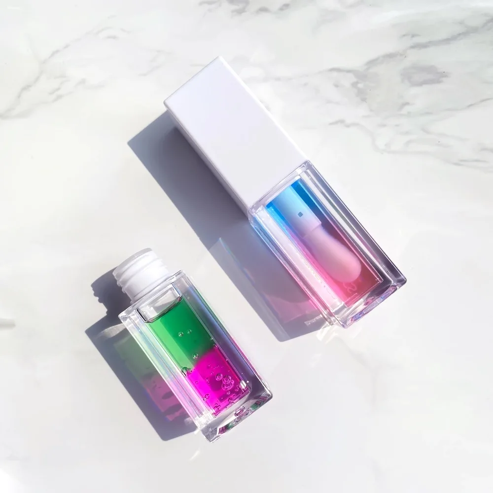private label lipgloss oil with Soft squeezing tube fruit piece filler lip oil Moisturizing lip gloss without logo