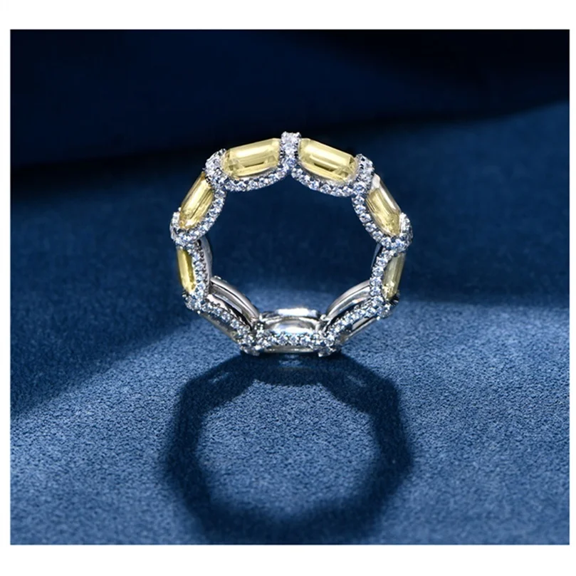 Fashion iced out cubic zirconia ring women baguette ring 925 sterling silver tennis ring