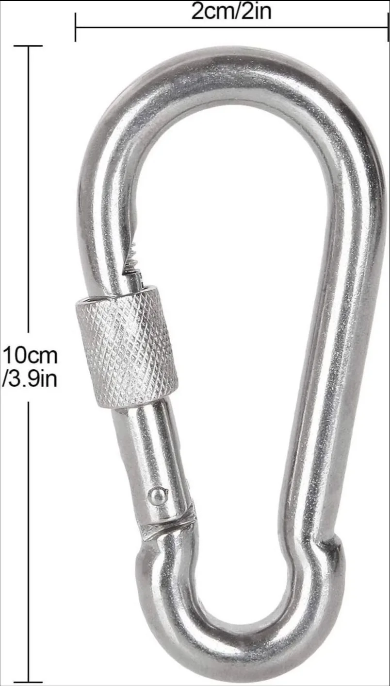304 Stainless Steel Snap Hook With Nut Carabiner Hooks Clips Heavy Duty Marine Grade