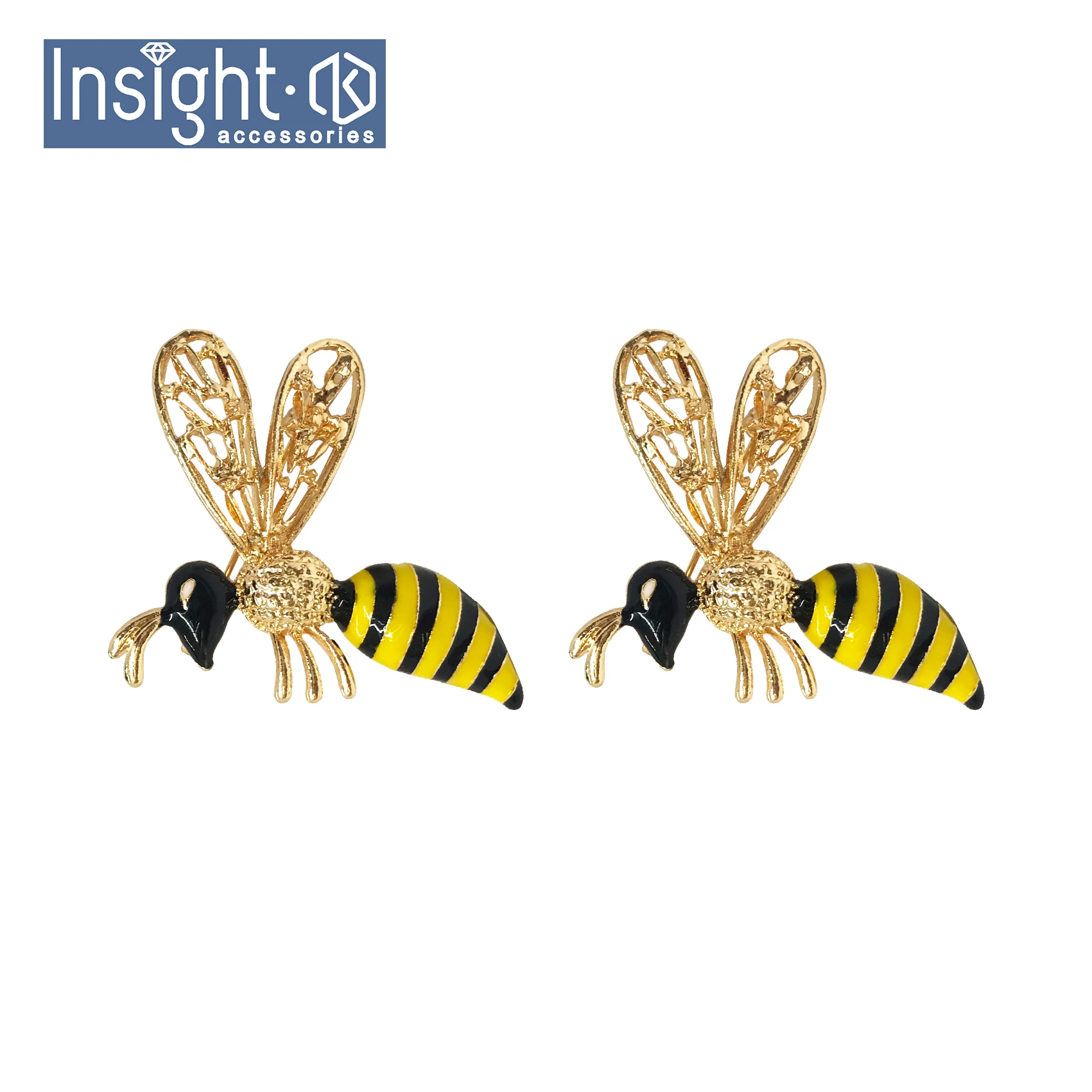 Hot Sale Embellishment Jewelry Fashion Insect Enamel Brooch Bee Rhinestone and Pearl Brooch For Suit