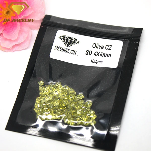 Emerald Cut Cubic Zirconia Square Shape Yellow CZ Stones Cubic Zirconias