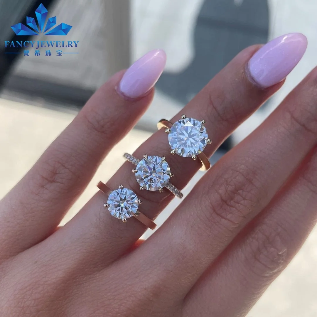 Fancy jewelry 2CT solitaire moissanite stone Rings 9K 10K 14K 18K gold rings anniversary wedding diamond engagement men ring