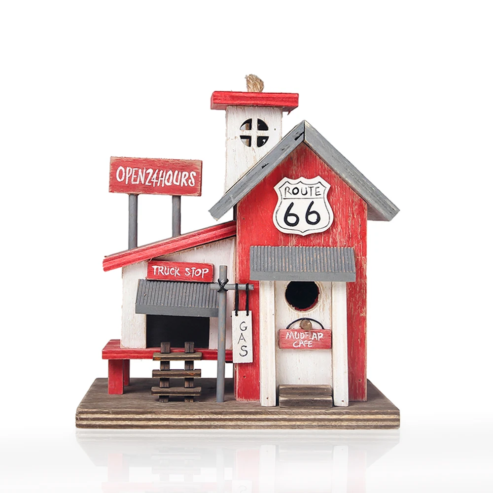 
Garden red house shaped wooden small parrots bird nest box 